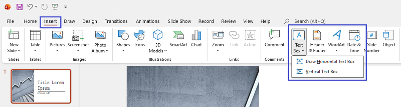 insert text box in powerpoint