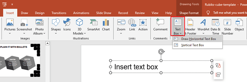 insert text box on powepoint windows