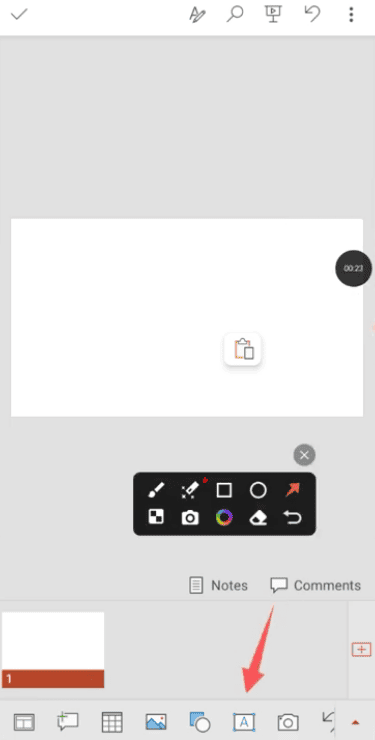 insert text in powerpoint on mobile