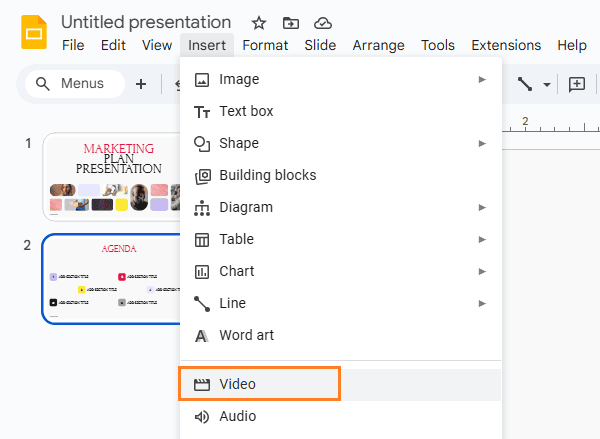 insert video on google slides