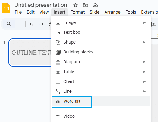 insert word art in google slides