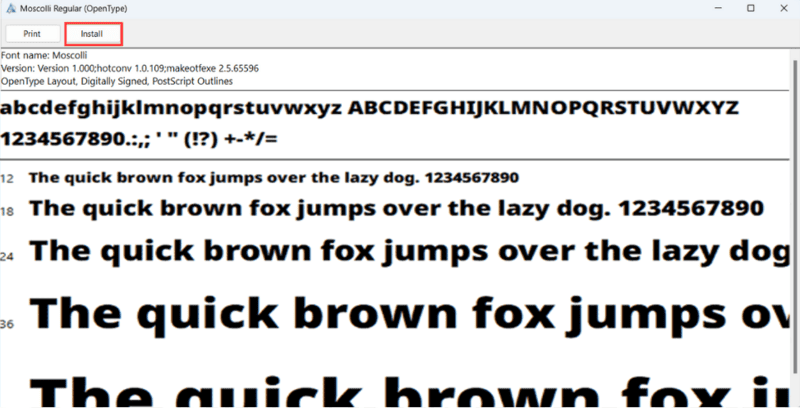 install fonts on windows