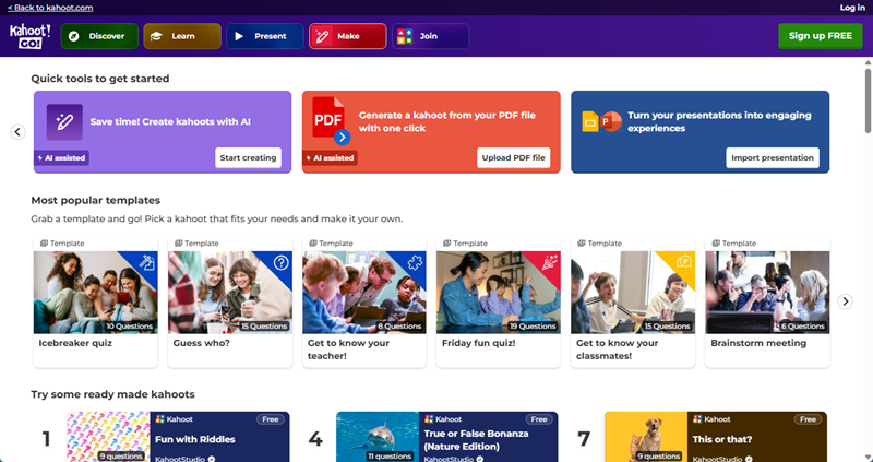 mentieter alternative kahoot