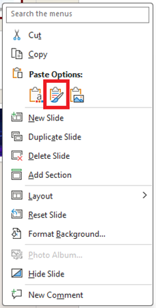 paste powerpoint slide with source format