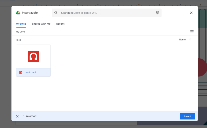 locate and insert audio