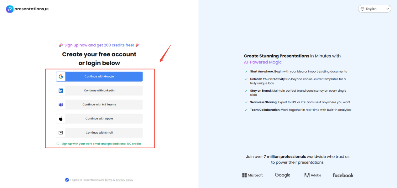 log in presentation ai
