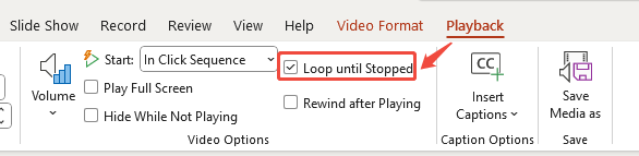 how to loop a videm in powerpoint