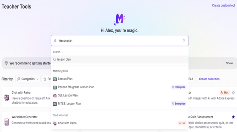 magicschool ai lesson plan tool for teachers