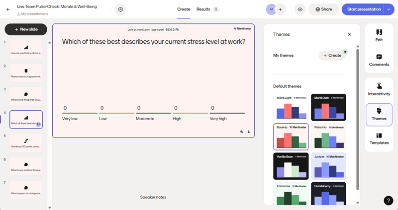 screenshot of mentimeter