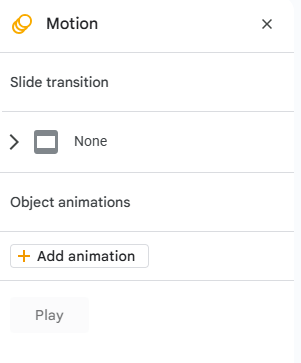 motion panel in google slides
