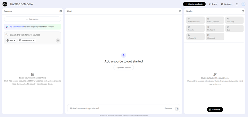 screenshot of notebooklm