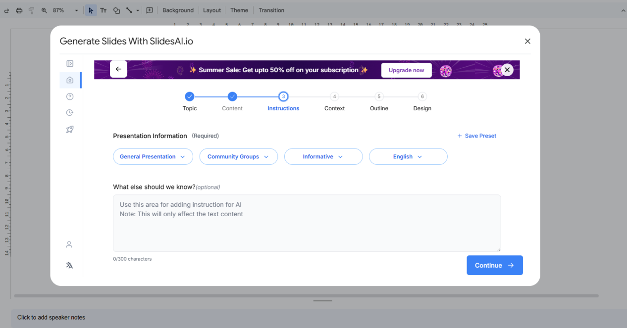 give presentation information