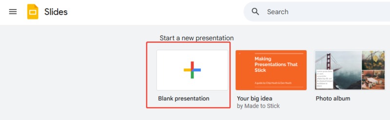 open a blank slide to import powerpoint