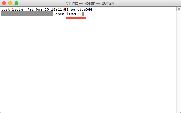 type command to open temporary flie