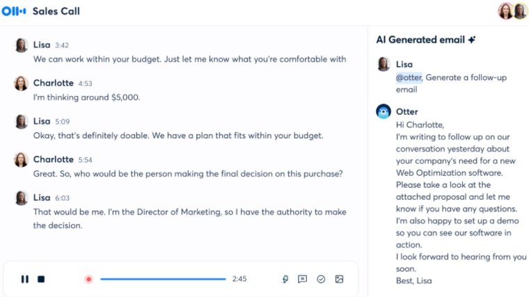 otter ai transcription tool