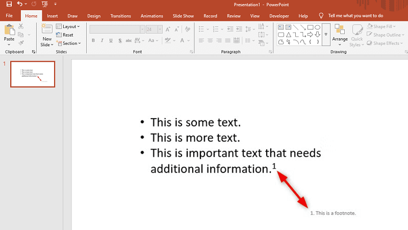 powerpoint footnote