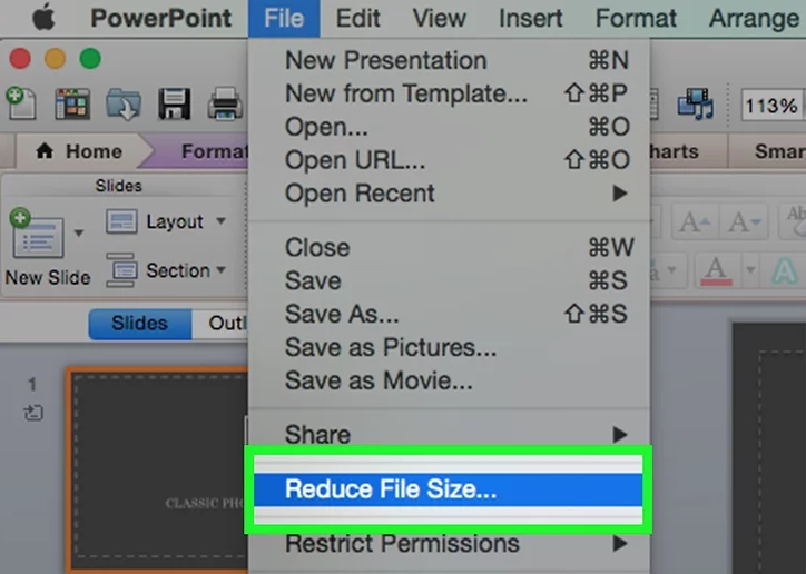 click reduce file size