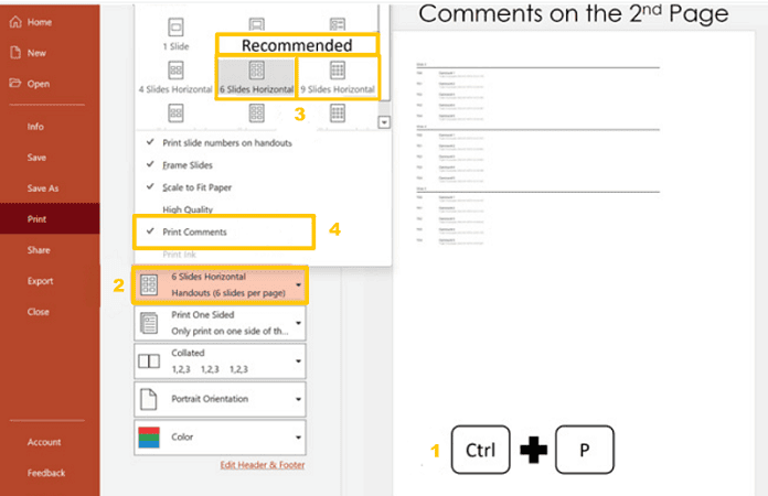 print powerpoint notes with line