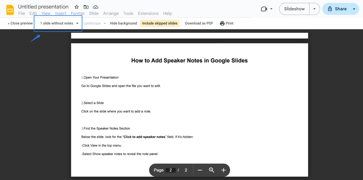 print slides with notes step2