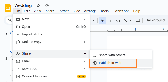 publish google slides to web