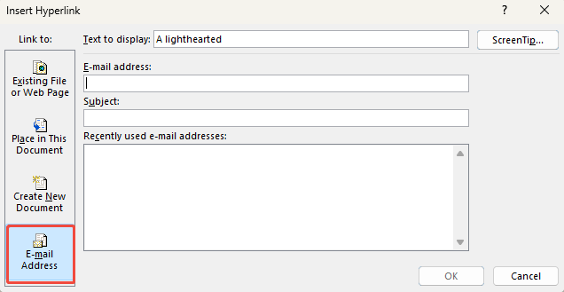 add hyperlink in powerpoint to email address