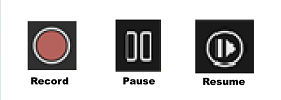 Botones de grabar, pausar y reanudar