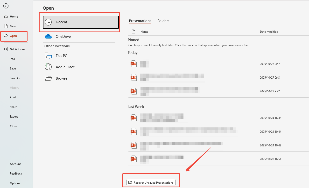 recover unsaved powerpoint on windows