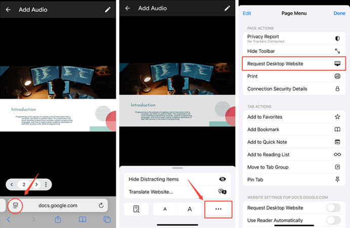 request google sldies desktop website