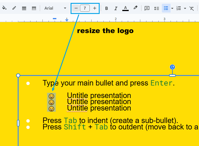 resize bullet points