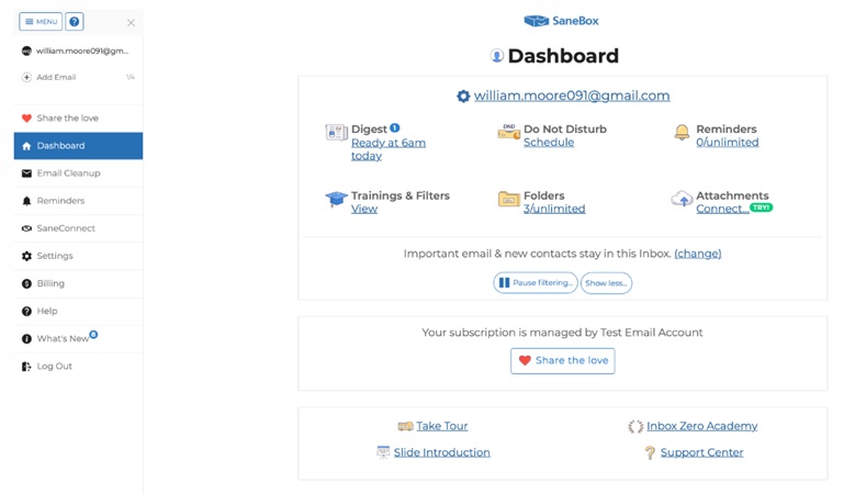 sanebox ai email management