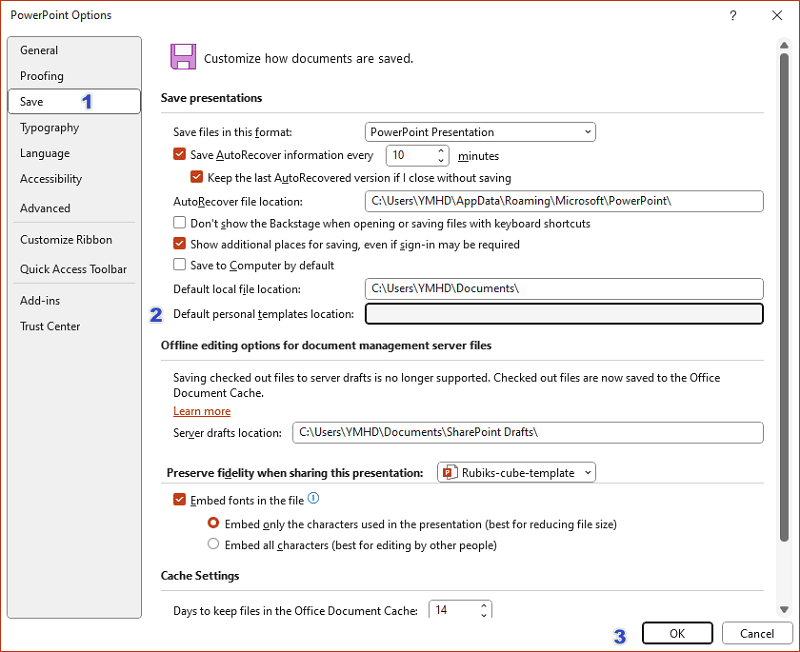 save template as default template