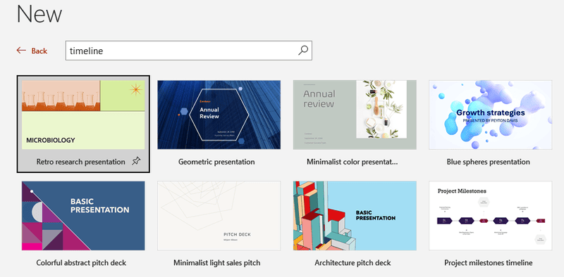 search timeline tempaltes