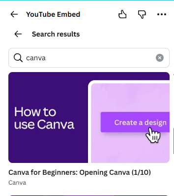 search youtube video in canva by keyword