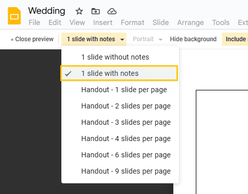 select slide with notes