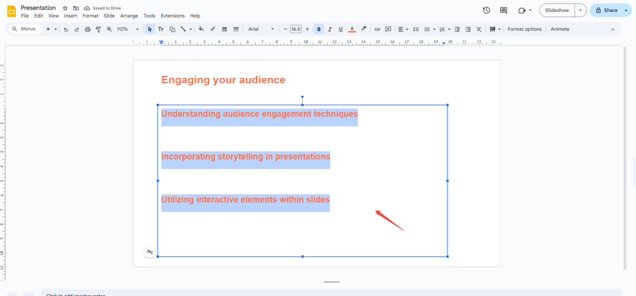 select the target text