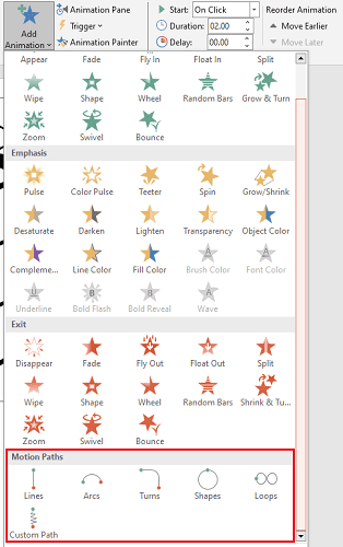 set motion paths for animation