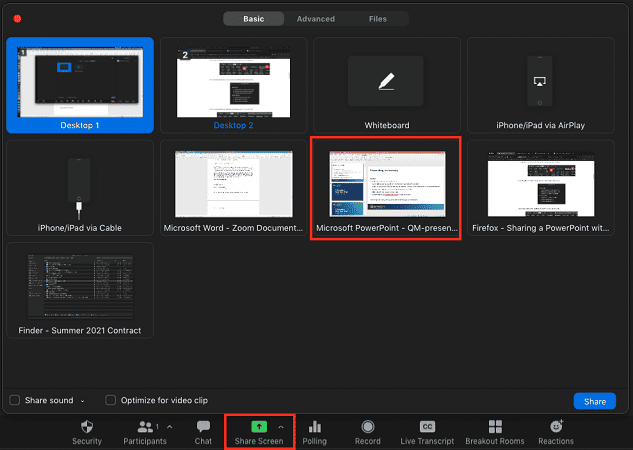Comparte tu pantalla de PowerPoint en Zoom