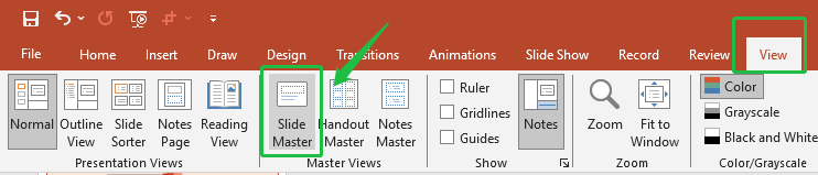 use slide master to set new font as default font