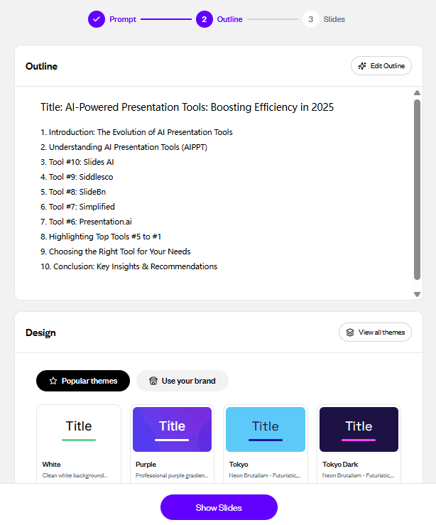 slides outline from youtube video