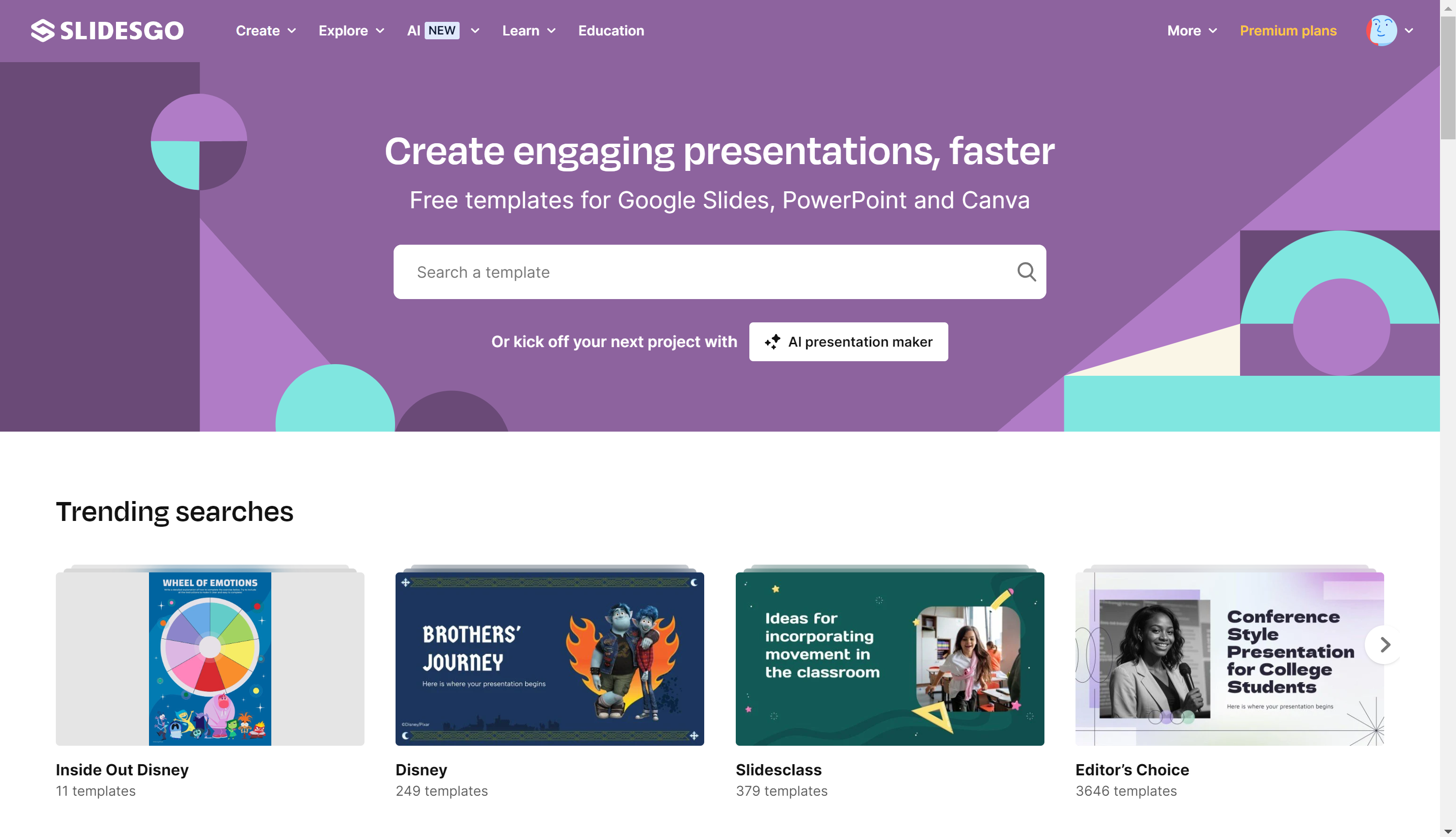 create presentations with Slidesgo ia for free width=