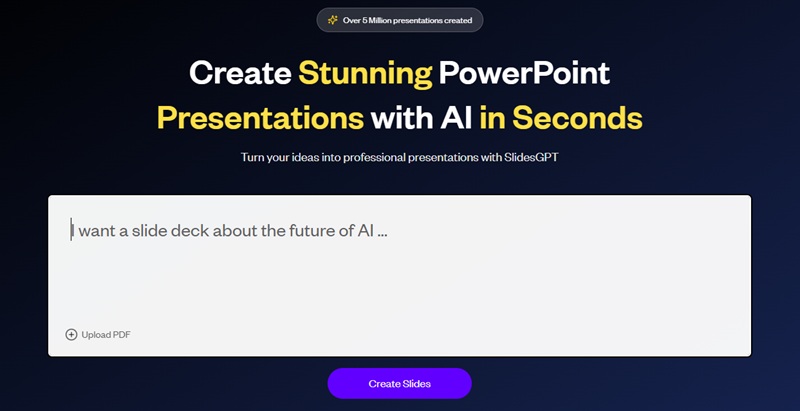 home page of slidesgpt