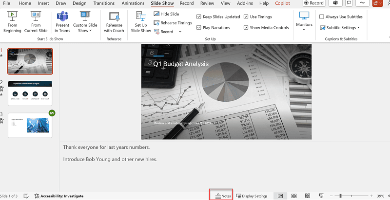 speaker notes example
