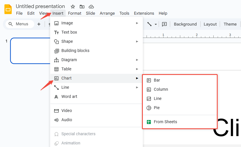insert chart in google slides