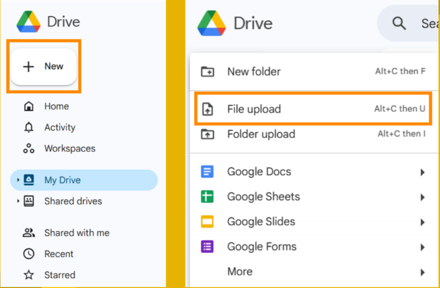 upload file to dreive