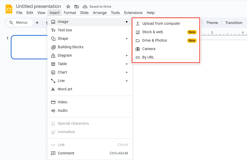 insert images in google slides