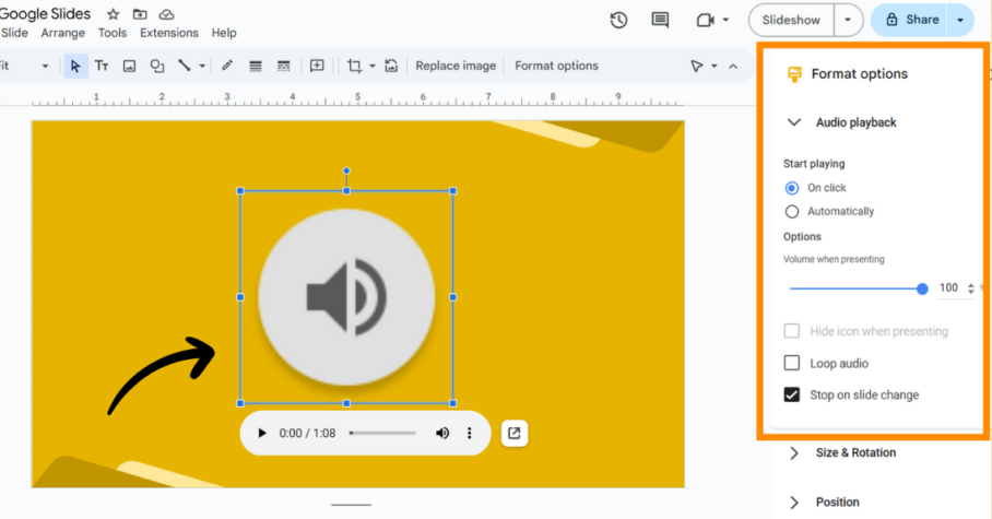 setting the sound effects