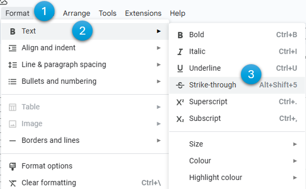 strikethrough in google slides
