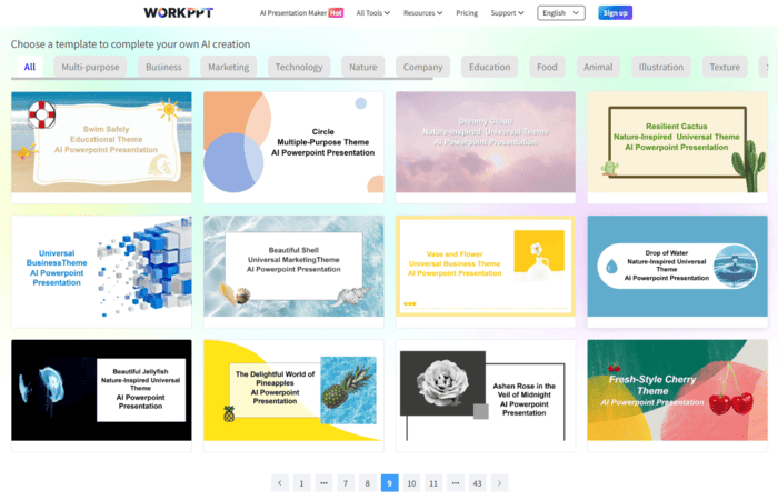 choose template in ai slide show maker