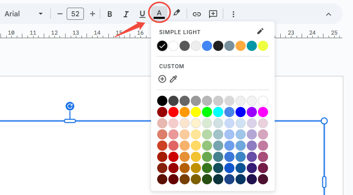  click text color icon to change font color in google slids 