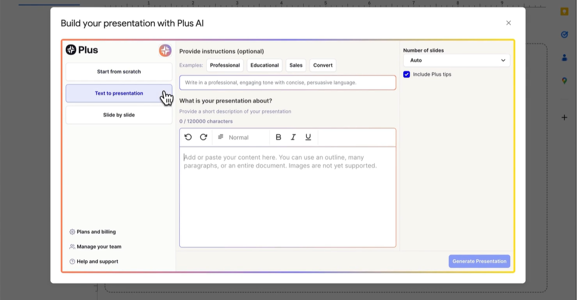 text to presentation